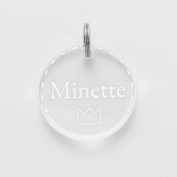 Médaille chat gravée acrylique ronde 28 mm