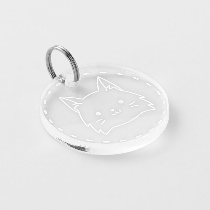 Médaille chat gravée acrylique ronde 28 mm