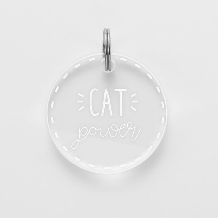 Médaille chat gravée acrylique ronde 28 mm