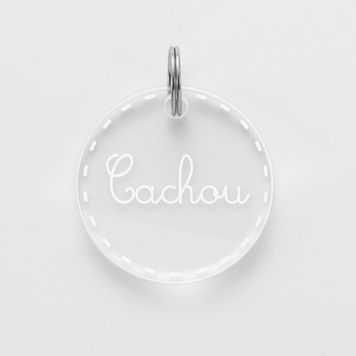 Médaille chat gravée acrylique ronde 28 mm