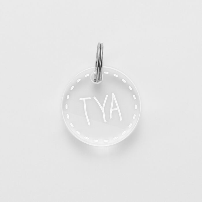 Médaille chat gravée acrylique ronde 20 mm