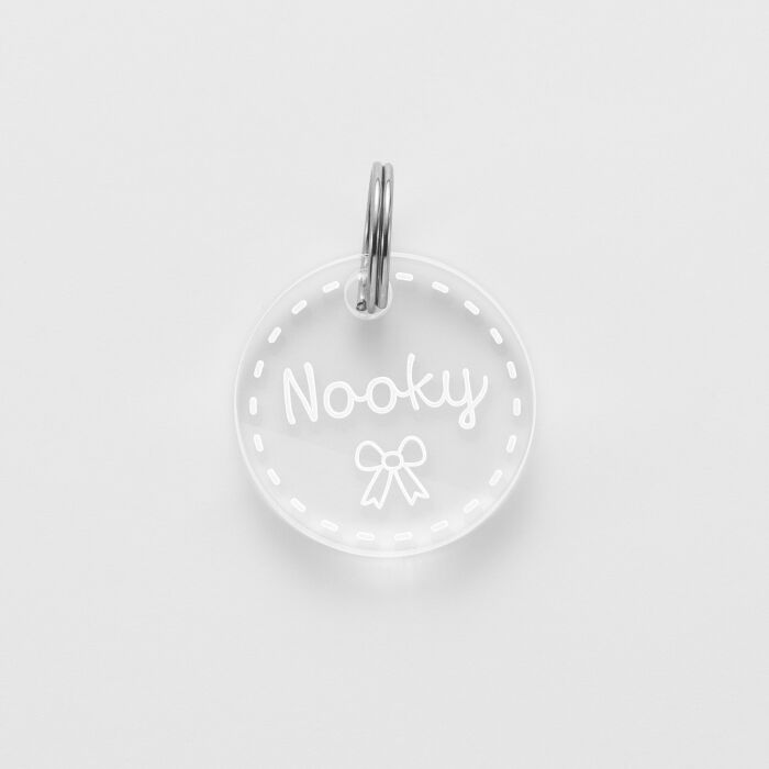 Médaille chat gravée acrylique ronde 20 mm