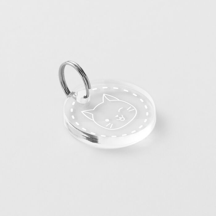 Médaille chat gravée acrylique ronde 20 mm