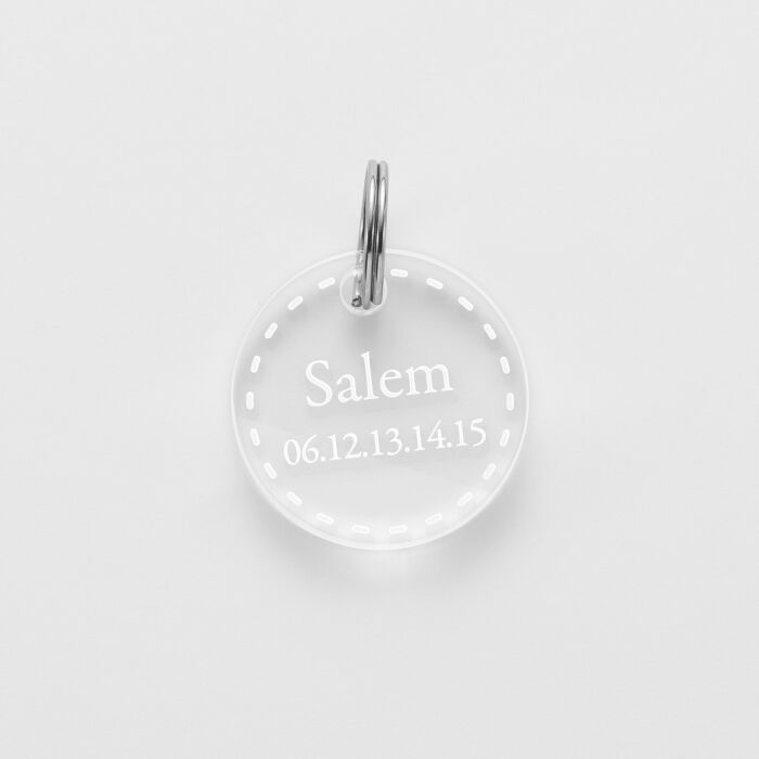 Médaille chat gravée acrylique ronde 20 mm