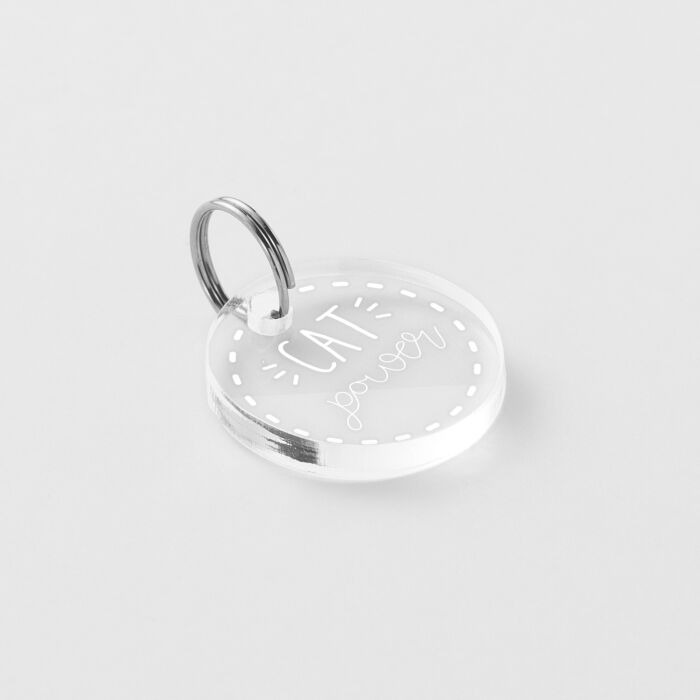 Médaille chat gravée acrylique ronde 20 mm