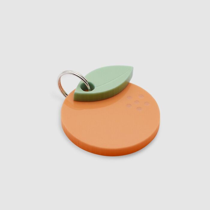 Médaille chat gravée acrylique coloré "orange" 26mm