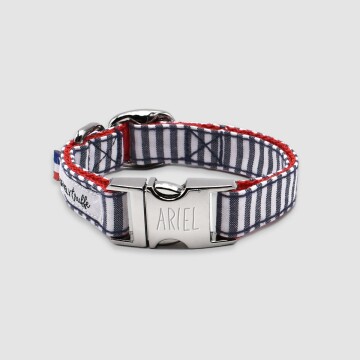Collier tissu réglable personnalisé petit chien 1,5x29,5cm