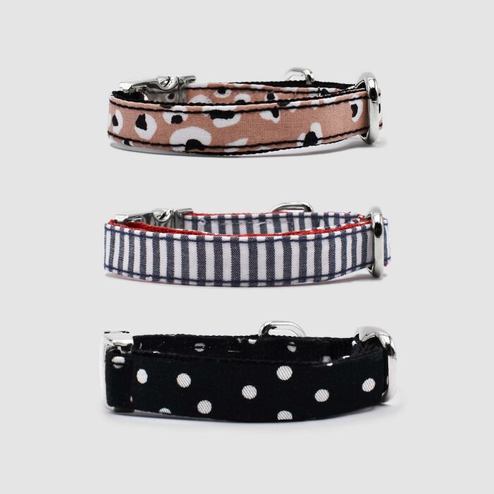 Collier tissu réglable personnalisé petit chien 1,5x29,5cm