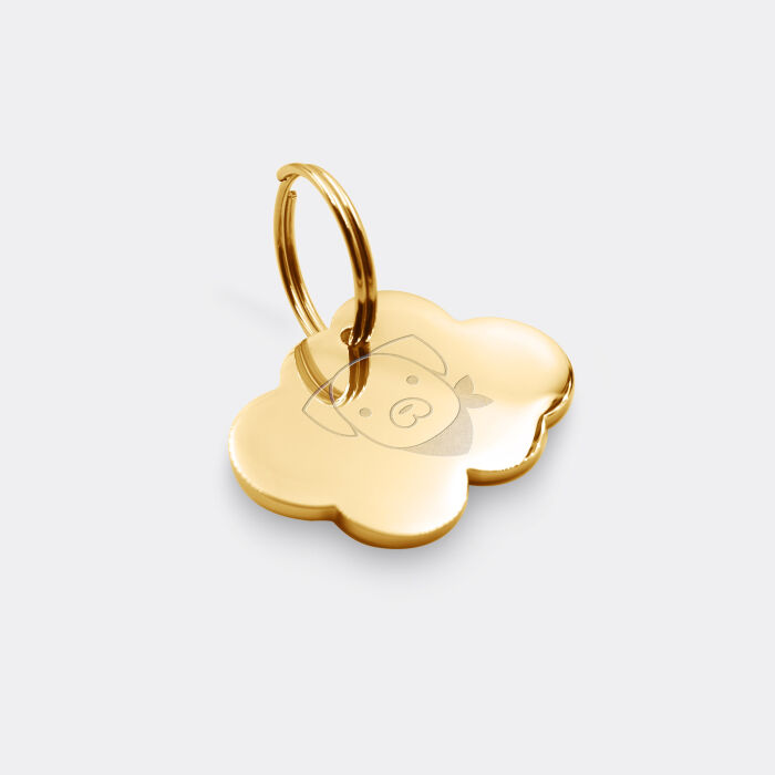 Médaille chien gravée acier doré nuage 25x18 mm