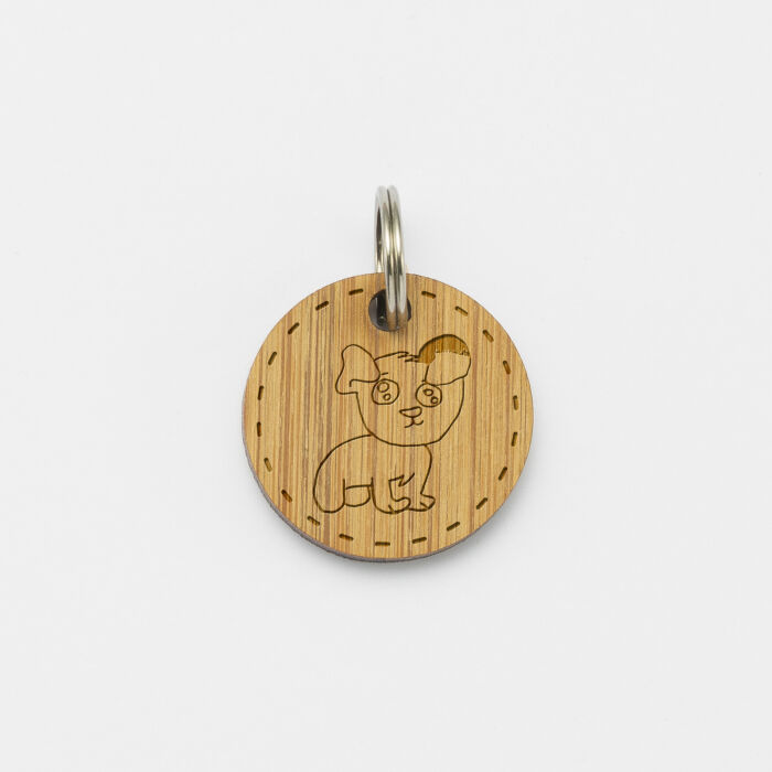 Médaille chien gravée bois ronde 20 mm