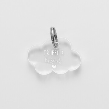 Médaille chien gravée acrylique nuage 25x18 mm