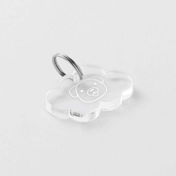 Médaille chien gravée acrylique nuage 25x18 mm