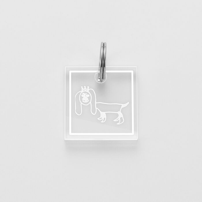 Médaille chien gravée acrylique carré 18x18 mm