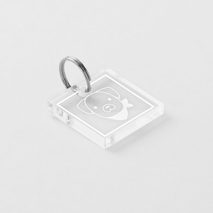 Médaille chien gravée acrylique carré 18x18 mm