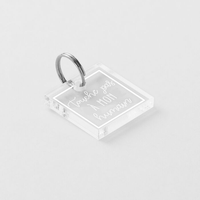 Médaille chien gravée acrylique carré 18x18 mm