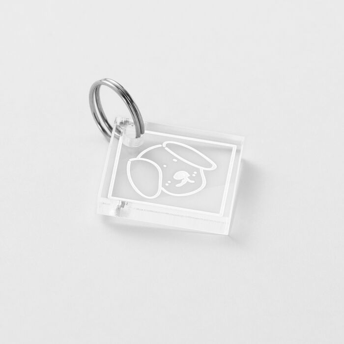 Médaille chien gravée acrylique losange 25x25 mm