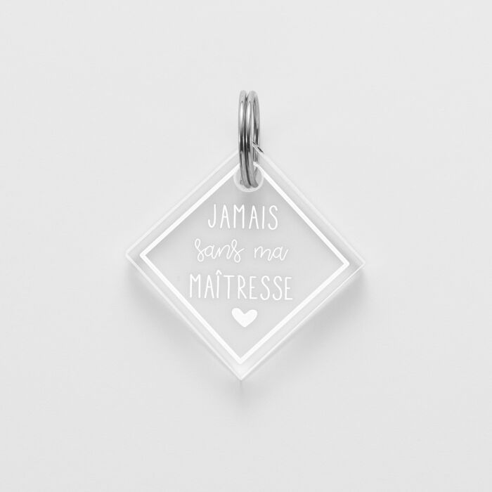 Médaille chien gravée acrylique losange 25x25 mm