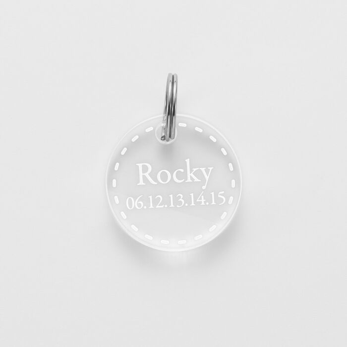 Médaille chien gravée acrylique ronde 20 mm