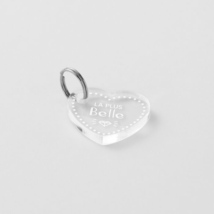 Médaille chien gravée acrylique coeur biais 19x21 mm - citation