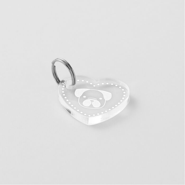 Médaille chien gravée acrylique coeur biais 19x21 mm - illustration chien