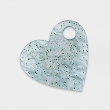 Breloque chien acrylique pastel pailleté coeur 16 mm