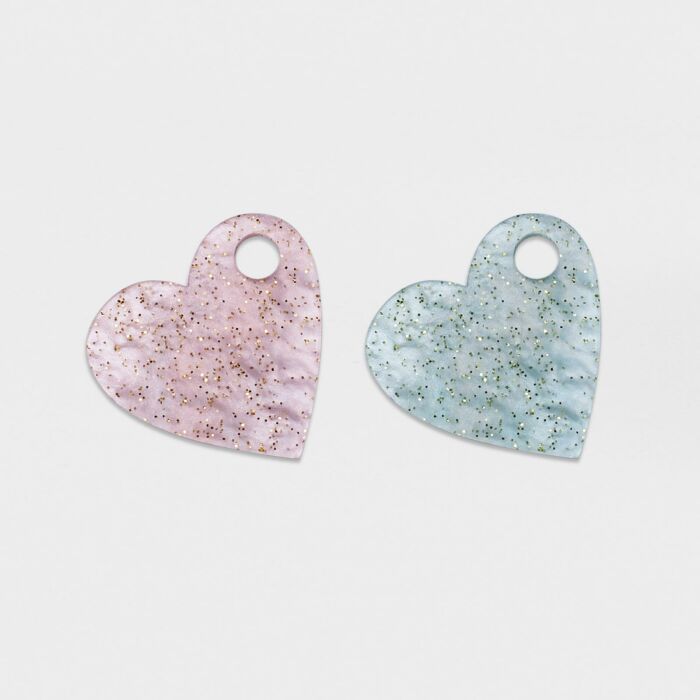 Breloque chien acrylique pastel pailleté coeur 16 mm