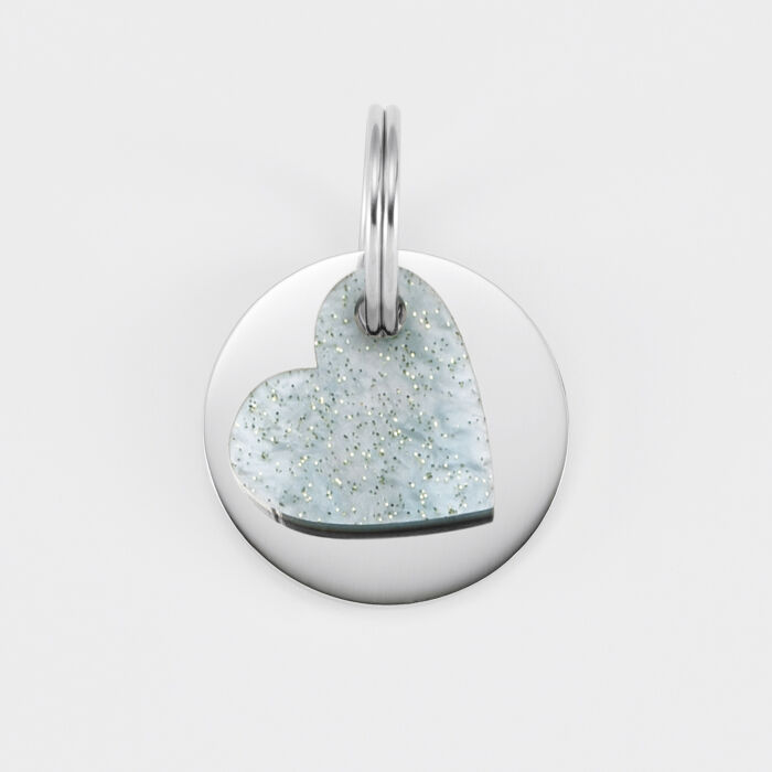 Breloque chien acrylique pastel pailleté coeur 16 mm