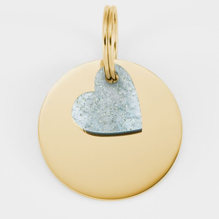 Breloque chien acrylique pastel pailleté coeur 16 mm