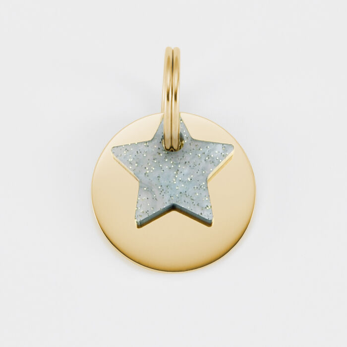 Breloque chien acrylique pastel pailleté étoile 16 mm