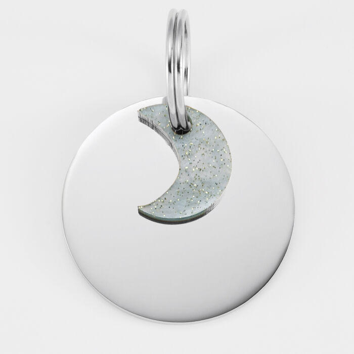 Breloque chien acrylique pastel pailleté lune 16 mm
