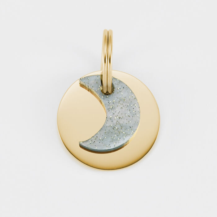 Breloque chien acrylique pastel pailleté lune 16 mm