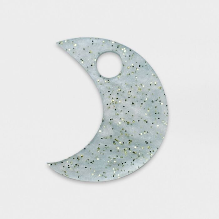 Breloque chien acrylique pastel pailleté lune 16 mm