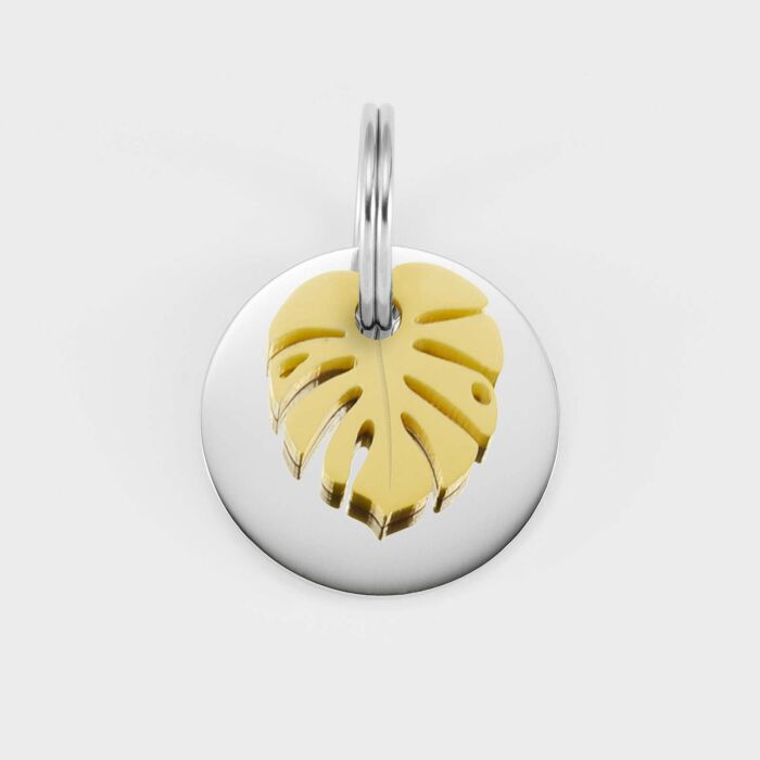 Breloque chien acrylique coloré monstera 16 mm