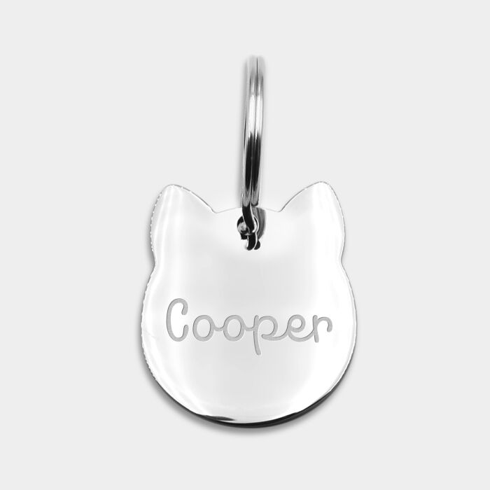 Médaille chien gravée acier inoxydable tigre - 26x30 mm