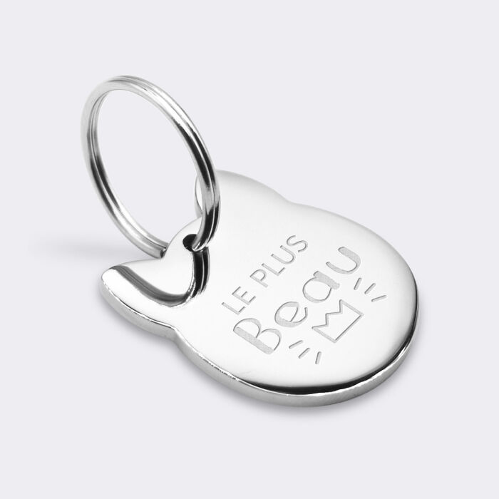 Médaille chien gravée acier inoxydable tigre - 26x30 mm