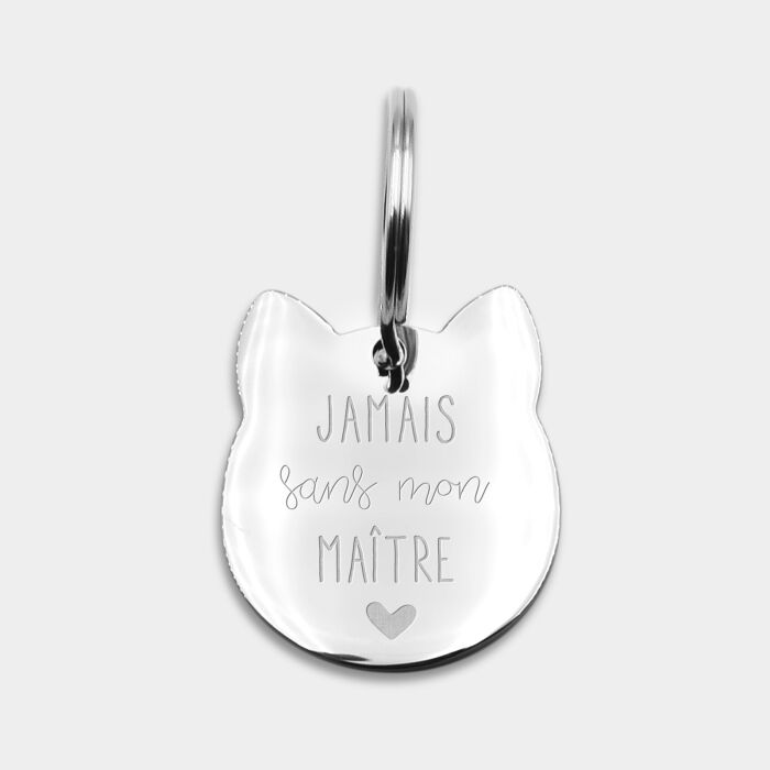 Médaille chien gravée acier inoxydable tigre - 26x30 mm