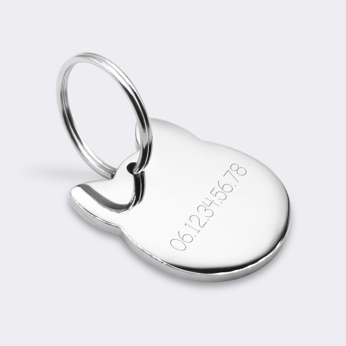 Médaille chien gravée acier inoxydable tigre - 26x30 mm