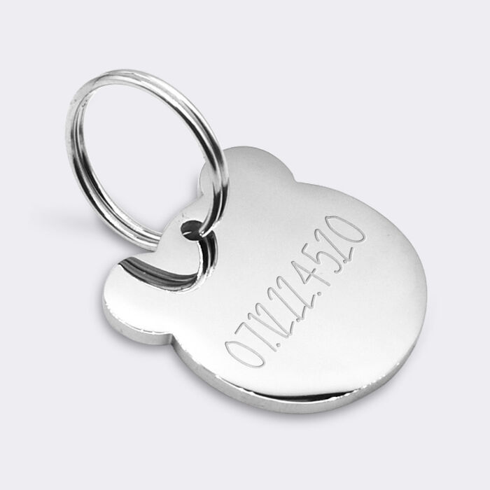 Médaille chien gravée acier inoxydable ours - 29x30 mm