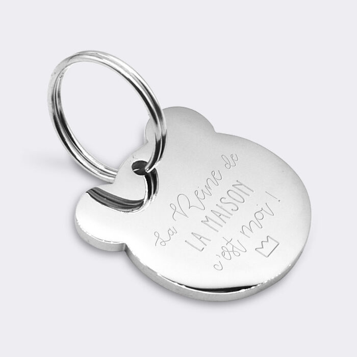 Médaille chien gravée acier inoxydable ours - 29x30 mm