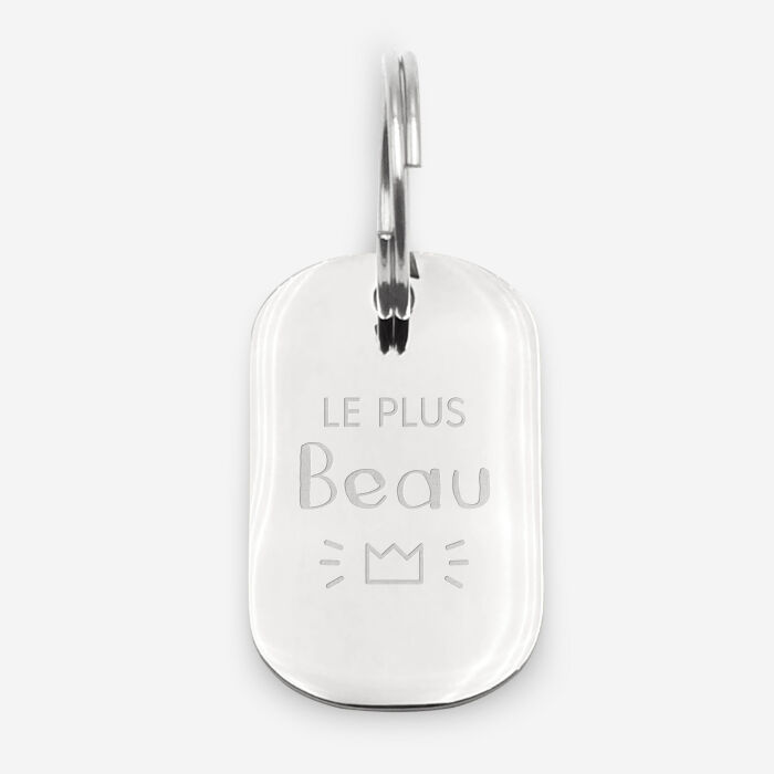 Médaille chien gravée acier inoxydable plaque militaire - Taille L (22x35 mm)