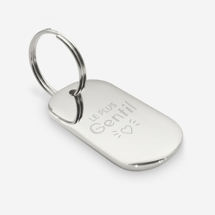 Médaille chien gravée acier inoxydable plaque militaire - Taille L (22x35 mm)