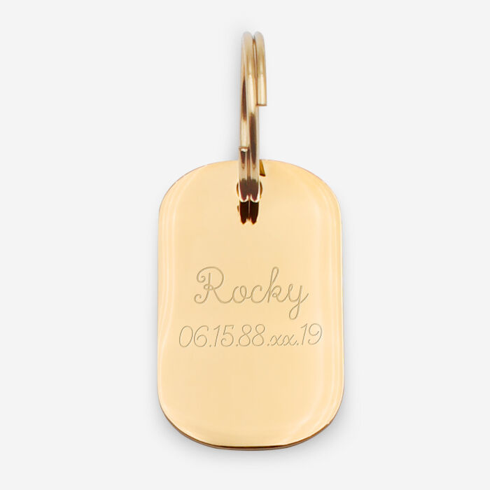 Médaille chien gravée acier inoxydable doré plaque militaire - Taille L (22x35 mm)