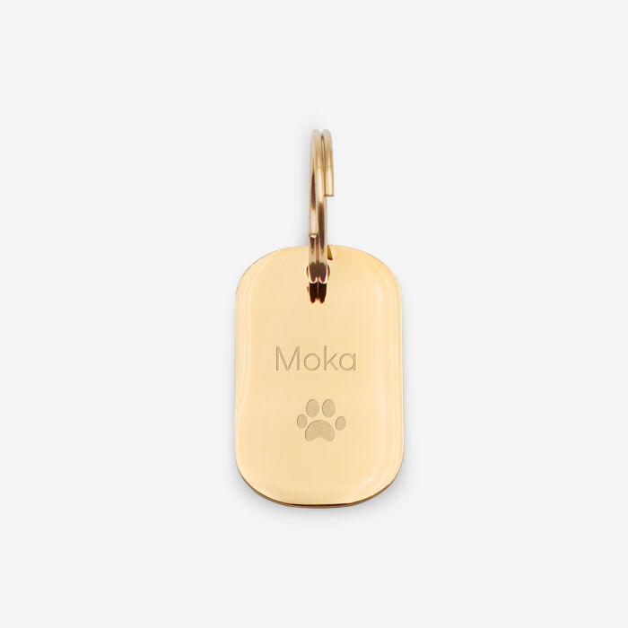 Médaille chien gravée acier inoxydable doré plaque militaire - Taille M (16x25 mm)