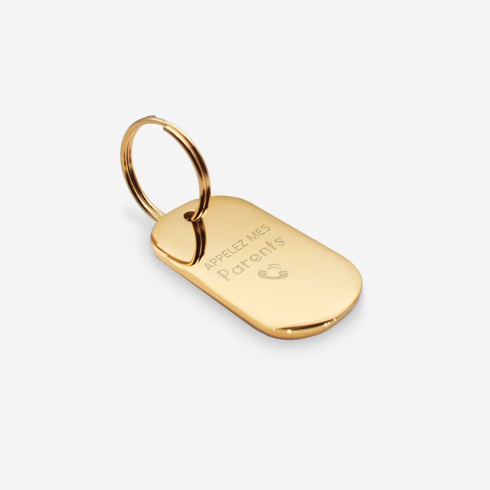 Médaille chien gravée acier inoxydable doré plaque militaire - Taille M (16x25 mm)