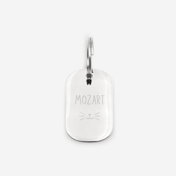 Médaille chat gravée acier inoxydable plaque militaire - 16x25 mm