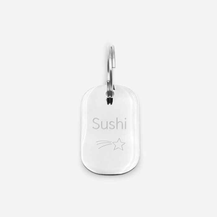 Médaille chien gravée acier inoxydable plaque militaire - Taille M (16x25 mm)