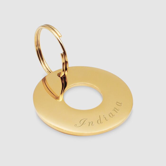 Médaille chien gravée acier inoxydable doré cible - Taille L (33 mm)