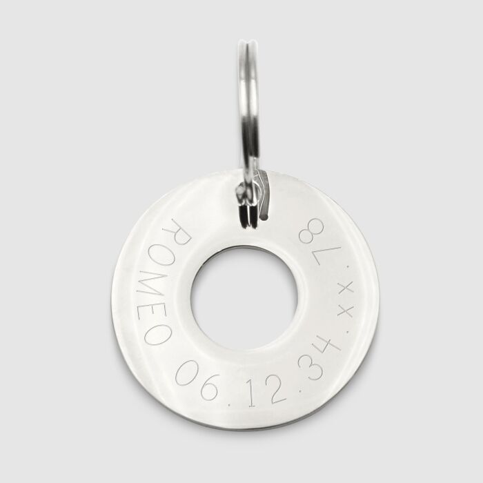 Médaille chien gravée acier inoxydable cible - Taille L (33 mm)