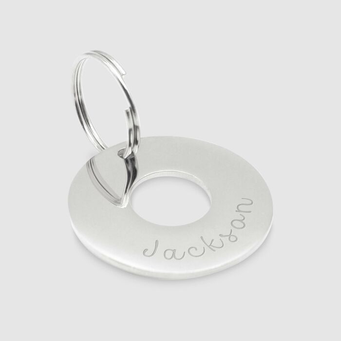 Médaille chien gravée acier inoxydable cible - Taille L (33 mm)