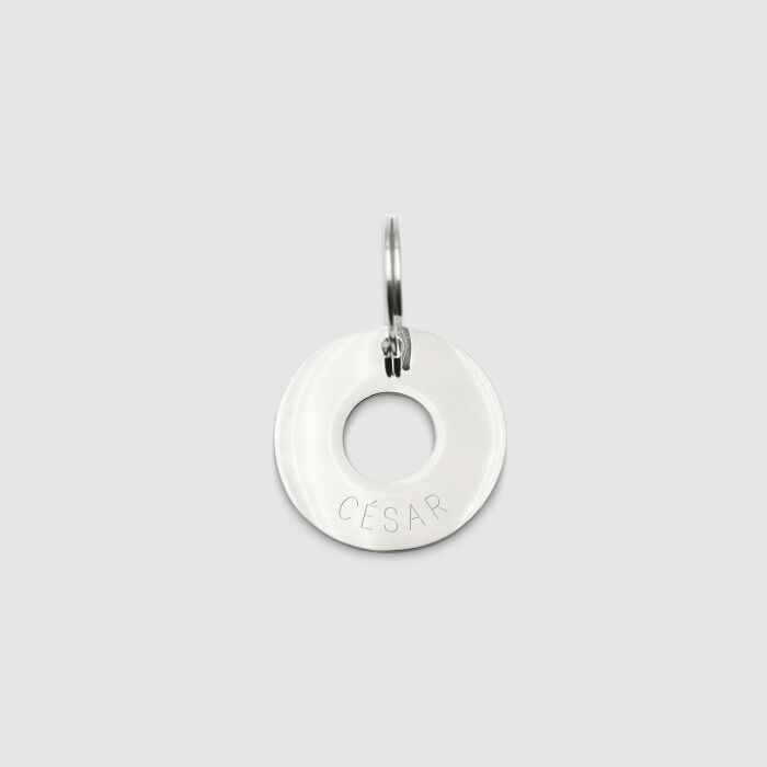 Médaille chat gravée acier inoxydable cible - 22 mm